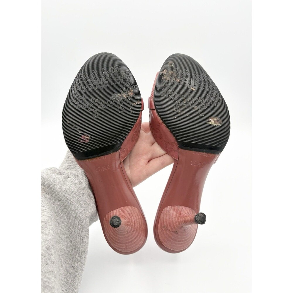Gucci Pink Guccissima Leather Mules Kitten Heels Silver Horse-bit Accent EU 35.5 - Picture 10 of 13